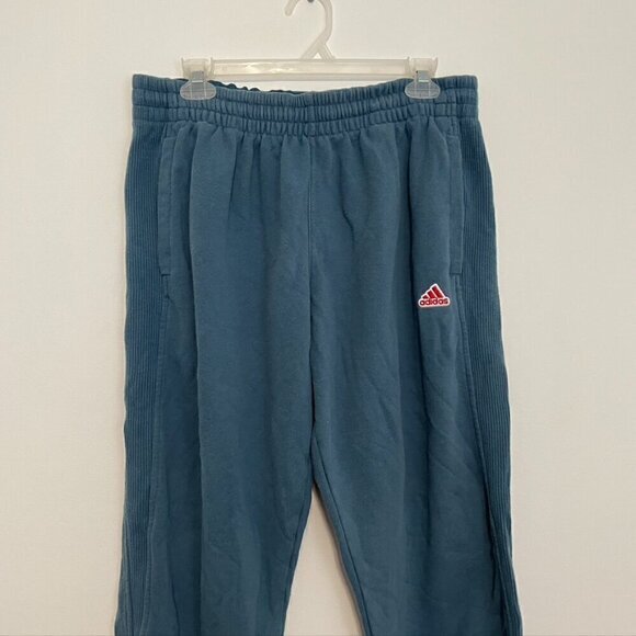 ADIDAS Blue w/ Red Logo Pull On Drawstring Active Joggers / Sweatpants Sweats XL - Picture 2 of 10